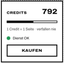 Der Credits-Kasten in der App, mit der Statusanzeige