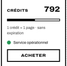 Le cadre des crédits dans l'appli, avec le voyant du service
