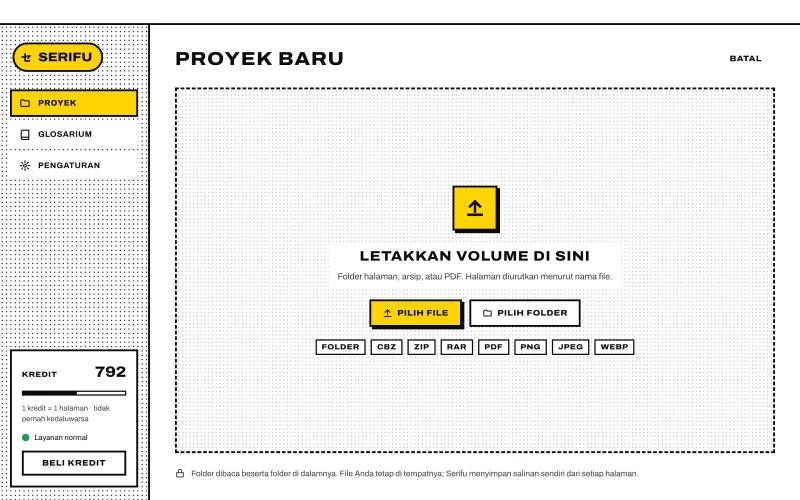 Layar Proyek baru
