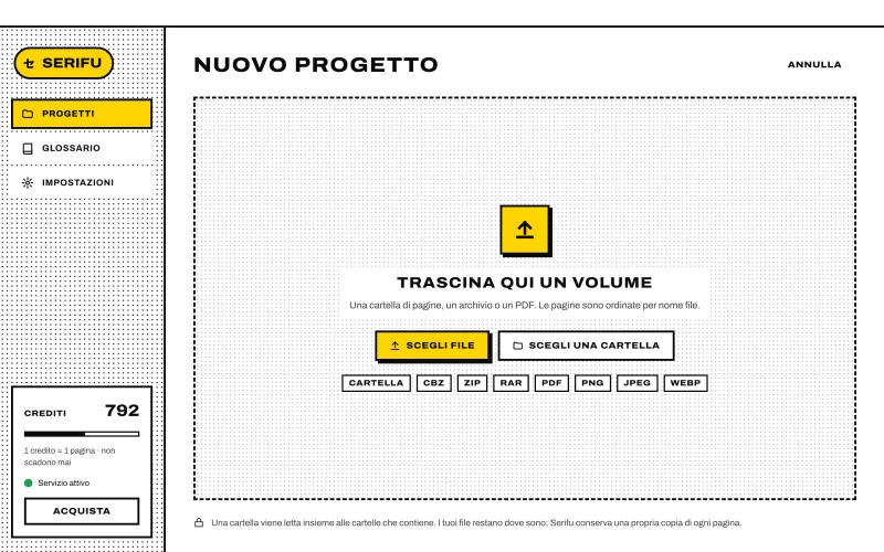 La schermata Nuovo progetto