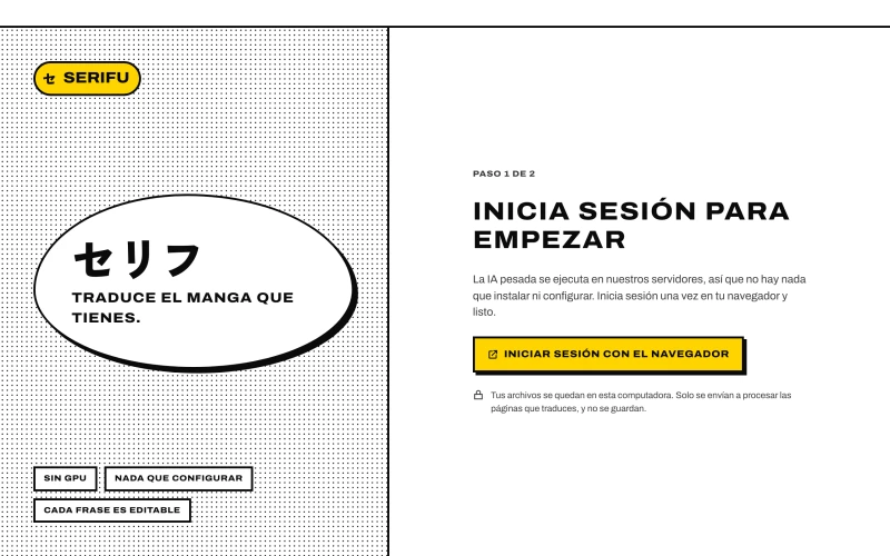 La app al abrirla por primera vez: Iniciar sesión con el navegador