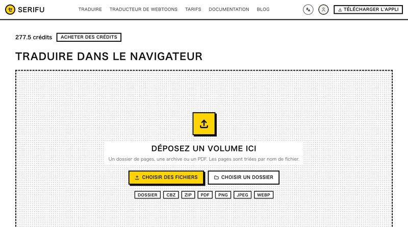 Le traducteur sur serifu.net, en attente d'un volume