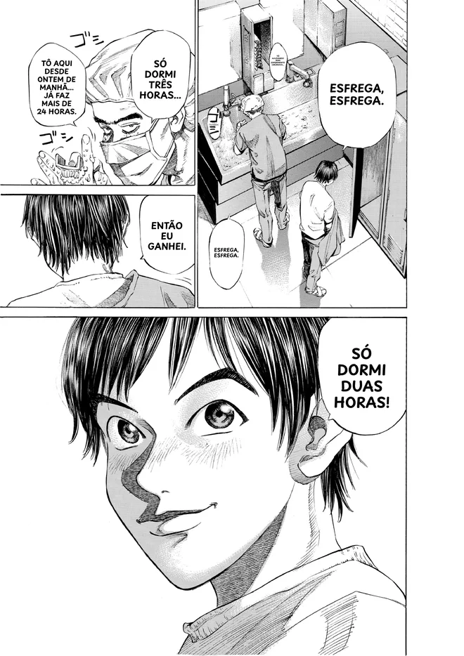 A mesma página depois do tradutor de mangá com IA: o português letreirado nos balões