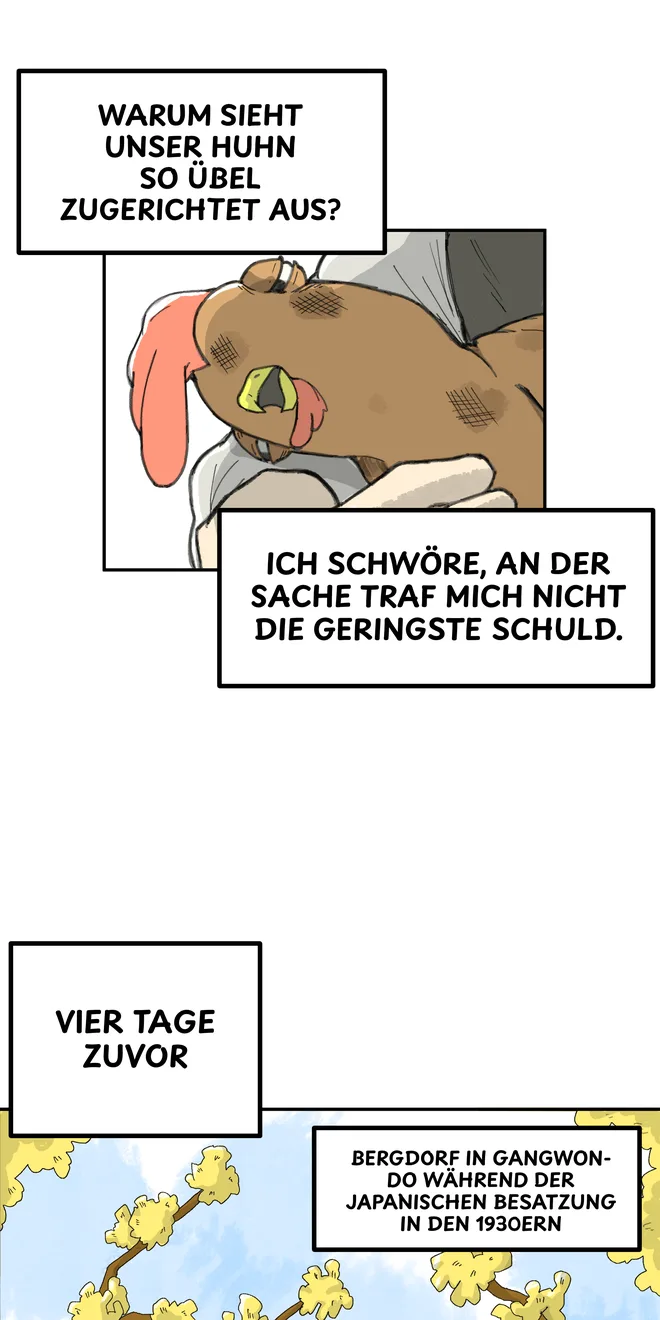 Dieselbe Webtoon-Seite nach dem Webtoon-Übersetzer: Deutsch in den Erzählkästen